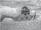  ?? SCOTT ASH / NOW NEWS ?? Brookfield Central/East co-op's Stuart Seymour competes in the 100-yard butterfly during the WIAA Division 1 boys state swimming and diving championsh­ips at Waukesha South on Saturday. Seymour won the event with a time of 47.62.