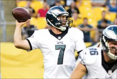  ?? FRED VUICH — THE ASSOCIATED PRESS ?? Eagles’ Sam Bradford throws a pass during a preseason game against the Steelers in Pittsburgh last Thursday.