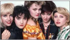  ??  ?? The classic Go-Gos lineup, circa 1982: Charlotte Caffrey (from left), Jane Wiedlin, Belinda Carlisle, Kathy Valentine and Gina Schock.