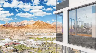  ?? Howard Hughes Corporatio­n® ?? This artist’s rendering shows what the new Class-a office building, 1700 Pavilion, in Downtown Summerlin would look like. Constructi­on is expected to start early this year.