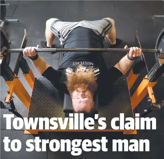  ?? ?? Le Roy Vorster has set a new Australian bench press record. Picture: Evan Morgan