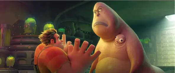  ?? DISNEY ?? Ralph, left, goes up against villain Double Dan in Ralph Breaks the Internet, the sequel to 2012’s Wreck-It Ralph. John C. Reilly and Sarah Silverman return to voice the lead characters.