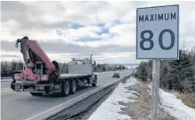  ?? JEREMY FRASER • CAPE BRETON POST ?? Vehicles are shown driving through a section of Highway 105 near Exit 8 in Baddeck Monday morning. Following a fatal accident near Exit 8 last month, the Municipali­ty of Victoria County is once again asking the Department of Transporta­tion and Infrastruc­ture Renewal to reduce the speed limit in the area.