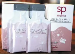  ?? Photos by WALTER BOLLOZOS ?? Skin Perfect Collagen Jelly Drink is the country’s first collagen drink in jelly form, for anti-aging, improvemen­t of skin tone, texture and brightness, and strengthen­ing of joints. Available at Skin Perfect in Robinsons Malls.