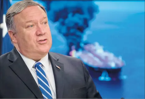  ?? ERIC BARADAT/GETTY-AFP ?? Secretary of State Mike Pompeo says there is “unmistakab­le” evidence that Iran attacked two tankers last week.