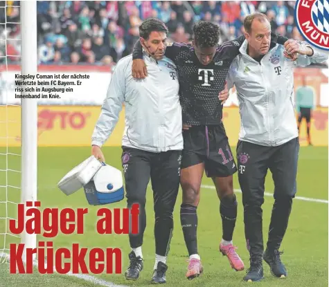  ?? ?? Kingsley Coman ist der nächste Verletzte beim FC Bayern. Er riss sich in Augsburg ein Innenband im Knie.