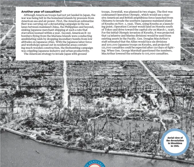  ??  ?? Aerial view of the devastatio­n in Hiroshima
in 1945.