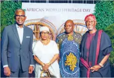  ??  ?? L-R: Olasupo Shasore, Senior Advocate of Nigeria; Erelu Abiola Dosumu, the Erelu Kuti of Lagos; Kolawola Abiola, son of late Moshood Abiola and Akintoye Akindele, chairman of Platform Capital, during one of the activities to mark the 2021 African World Heritage Day in Lagos recently.