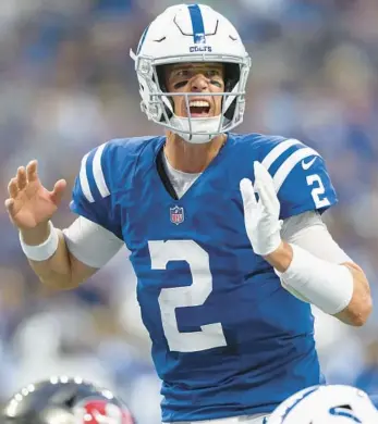  ?? ZACH BOLINGER/AP ?? Quarterbac­k Matt Ryan will make his debut for Colts against the Texans on Sunday.