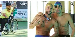  ??  ?? SPORTIVISS­IMO
1. e 2. Ivan Cottini (33 anni) ad Amici
con la ballerina Bianca Maria Berardi. 3. Mentre gioca a tennis in carrozzina. 4. In piscina col campione Filippo Magnini.
5. Impegnato nel training quotidiano.