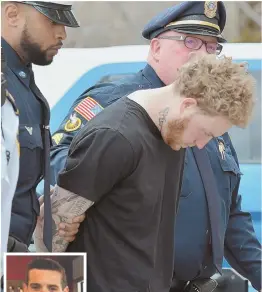  ?? STAFF FILE PHOTO BY CHRIS CHRISTO ?? ‘125’: Thomas Latanowich is escorted into Barnstable District Court in the shooting death of Yarmouth police Sgt. Sean Gannon, left.