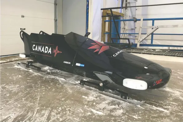 ??  ?? The Made in Canada two-man sled was the product of a relationsh­ip with a Dutch technician who came to Calgary but has since left the country's program.