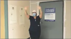  ?? COURTESY OF YRMC ?? THIS SCREENSHOT SHOWS A NURSE celebratin­g as she leaves the COVID-19 unit, which Yuma Regional Medical Center closed on Friday.