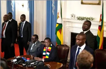  ??  ?? Mnangagwa addresses a press conference at State House in Harare. — AFP photo