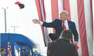  ?? MICHAEL B. THOMAS PHOTOS/GETTY ?? Former President Donald Trump attends a Save America Rally at the Adams County Fairground­s on Saturday.