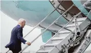  ?? Jon Shapley/Staff photograph­er ?? President Joe Biden boards Air Force One on March 21. Biden is expected to report at least $6M from Texas.