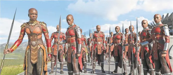  ?? PHOTOS BY MARVEL STUDIOS ?? Okoye ( Danai Gurira) is the general of the powerful Dora Milaje special force in “Black Panther.”