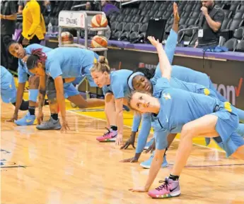  ?? ADAM PANTOZZI/GETTY IMAGES ?? Ann Crosby doubles as the Sky’s strength and conditioni­ng coach.