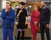  ?? MELINDA SUE GORDON/ NETFLIX ?? James Corden ( from left), Nicole Kidman, Meryl Streep and Keegan- Michael Key star in “The Prom,” which is about Broadway stars rallying behind a teen who wants to go to the prom with her girlfriend.