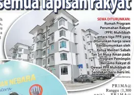  ?? — Gambar Bernama ?? SEWA DITURUNKAN: Rumah Program Perumahan Rakyat (PPR) Muhibbah antara tiga PPR yang diturunkan harga sewa dan diumumkan oleh Ketua Menteri Sabah Tan Sri Musa Aman pada Program Pemimpin Bersama Rakyat di Dewan PPR Muhibbah di Sandakan baru-baru ini.