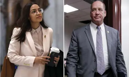  ??  ?? Ted Yoho, right, has been asked to resign from the board of a Christian organisati­on after being accused of using a sexist insult against Alexandria Ocasio-Cortez, left. Photograph: AP