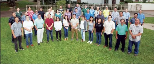  ?? Photo courtesy Maui County Gaylord Paul Garcia ?? Some of the 40 engineers employed by the County of Maui pose with Mayor Richard Bissen
Jr. on the front lawn of Kalana O Maui County Building.