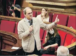  ?? GERARD ARTIGAS / ACN ?? Quim Torra, ayer durante la sesión de control en el Parlament