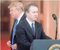  ?? EPA-EFE ?? If Brett Kavanaugh wins confirmati­on to a seat on the Supreme Court, he could end up facing cases involving the man who nominated him – President Donald Trump.