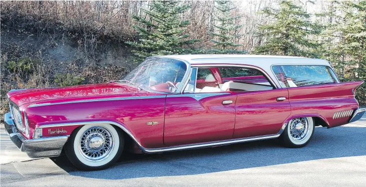  ?? — GARY SAVAGE ?? Larry Pedersen’s 1961 Chrysler New Yorker stops traffic with its “Dubonnet” finish, white roof — and those tailfins!