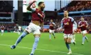  ?? Photograph: Hannah McKay/Reuters ?? Aston Villa’s Douglas Luiz celebrates scoring their second goal with Matty Cash.