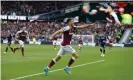  ?? Photograph: Ed Sykes/Action Images/Reuters ?? Pablo Fornals sprints to the corner flag after scoring West Ham’s second goal.