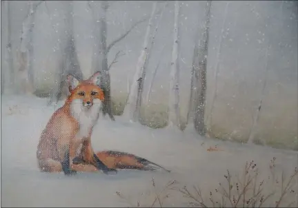  ?? COURTESY OF SUE ELLEN SIEBERT ?? Pictured is artist Sue Ellen Siebert’s painting, ‘Fox in the Snow’, an acrylic on canvas panel.