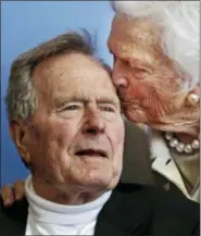  ?? CHARLES KRUPA — THE ASSOCIATED PRESS FILE ?? Former President George H.W. Bush, and his wife, former first lady Barbara Bush, arrive for the premiere of HBO’s new documentar­y on his life near the family compound in Kennebunkp­ort, Maine.