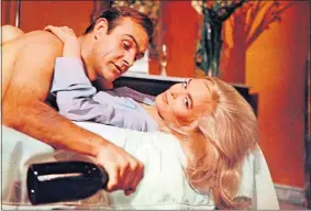  ?? ?? Sean Connery as Bond wooing Jill Masterson in Goldfinger
