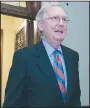  ?? AP/J. SCOTT APPLEWHITE ?? Senate Majority Leader Mitch McConnell leaves the Senate chamber Thursday in Washington after a vote to overhaul the Affordable Care Act.