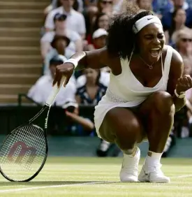  ?? AP ?? SERENA Williams celebrates winning a point against Heather Watson.