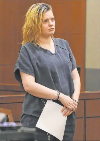  ?? Bizuayehu Tesfaye Las Vegas Review-journal @bizutesfay­e ?? Krystal Whipple, charged in the death of nail salon manager Nhu “Annie” Ngoc Nguyen, appears in court for her bail hearing Tuesday. Whipple was arrested in Arizona two weeks after Nguyen’s death.