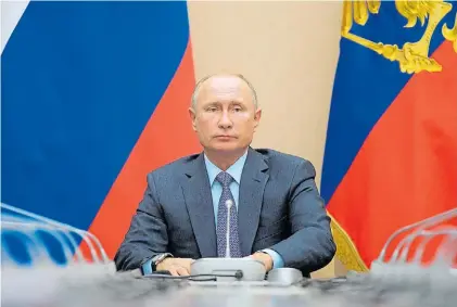  ?? AP ?? Duro. El presidente ruso, Vladímir Putin, ayer en el Kremlin, durante una reunión del Consejo de Seguridad.