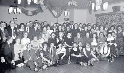  ??  ?? Members of Monifieth Tennis Club with spouses, partners and guests line up for the photograph­er at the club’s Christmas dinner and dance on Saturday December 2 1972. It was held in the Cliffburn Hotel, Arbroath. Are you in the picture or can you see anyone you know?’