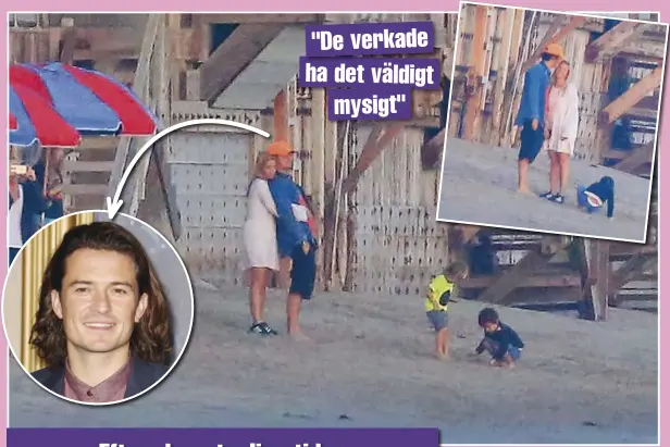  ??  ?? "DE VERKADE HA DET VÄLDIGT
MYSIGT" Äntligen verkar det som att Orlando Bloom har hittat en ny seriös flickvän. Han har till och med presentera­t henne för sonen Flynn.