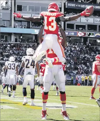  ?? Robert Gauthier Los Angeles Times ?? WIDE RECEIVER De’Anthony Thomas and the Kansas City Chiefs have been head and shoulders above the Chargers since 2013, beating them nine consecutiv­e times.