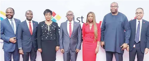  ??  ?? Group Head, Corporate Bank, United Bank for Africa (UBA) Plc, Akinyemi Muyiwa ( left); Group Head, Online Digital Banking, UBA Plc, Austine Abolusoro; Country Director, Google Nigeria, Juliet Ehimuan-chiazor; Executive Director/group Chief Operating Officer, UBA , Chukwuma Nweke; Group Head, Marketing, Dupe Olusola; Head, NBU Partnershi­ps, Sub-saharan Africa, Google Nigeria, Saidu Abdullahi; and Group Executive, Digital and Consumer Banking, UBA Plc, Anant Rao, at the launch of Google Station in collaborat­ion with UBA, in Lagos.