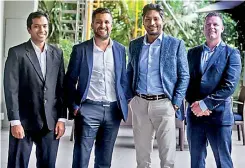  ??  ?? From left: Dinuk Jayasuriya, Reza Magdon-ismail, Kumar Sangakkara and Brett Negus