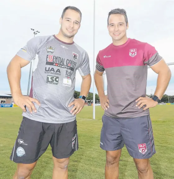  ?? Picture: MIKE BATTERHAM ?? Daniel Schwass (right) has ended his playing days with twin brother Hayden (left) and will focus on becoming a full-time referee.