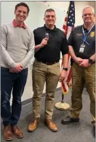  ?? PHOTO COURTESY OF HERBERT ?? Lansdale Mayor Garry Herbert, left, and police chief Mike Trail, right, pose with new police hire Richard Schenk (Left), James Grayc (Right), and John Ruel after the new officer took his oath on Wednesday, Feb. 12023.