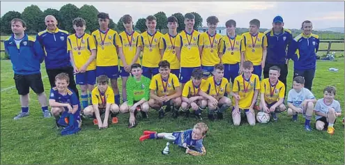  ?? ?? The Brideview Utd team, that won the U15 Cup last Friday, pictured with their mentors.