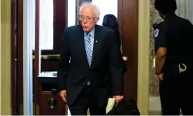  ??  ?? Senator Bernie Sanders arrives before votes in the Senate, in Washington on Wednesday. Sanders denied reports that he would suspend his presidenti­al campaign. Photograph: Michael Reynolds/EPA