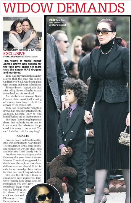  ??  ?? connection Tomi Rae & our Halina pain Tomi Rae and James Jr at star’s funeral