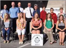  ?? Special to The Examiner ?? Here are the five young ladies that will be competing for the Norwood Fair Ambassador title this year. They are joined by their sponsors (From left) Ashley Baird with Jack and Dave Stewart from J.J. Stewart Motors, Olivia Jenkins with Chuck Pedersen...