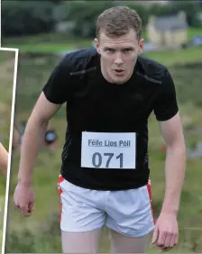  ?? Photos by Declan Malone ?? Rí an Stricín Ronán Ó Grifín led from the start as he defended his title. He was first to the top of the Stricín in a time of 17:59 – just a second slower than the record. INSET: Daisy Williams, from London but with strong family ties to Dingle and Ventry, on her way to winning the title of Banríon an Stricín in a time of 25:20.